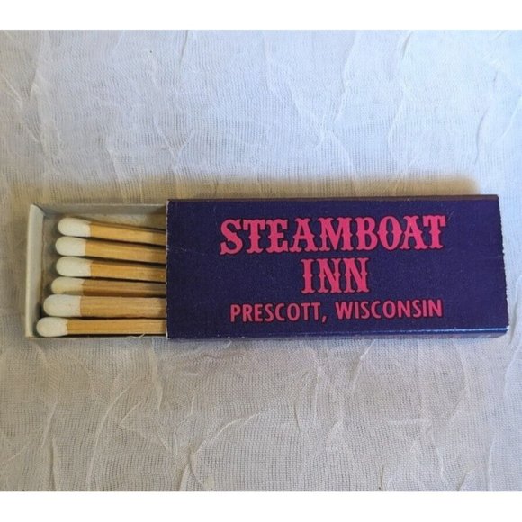 Steamboat Inn Matchbox Prescott Wisconsin Vtg Restaurant Book White Tip Matches - Picture 1 of 16